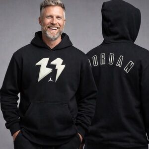 Nike Air Jordan Men's Flight MVP Fleece Pullover Hoodie-Black Men’s Size L